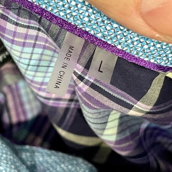 Bugatchi Plaid Long Sleeve Shirt. Size Large. - Picture 6 of 11